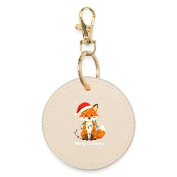 Renard Noël Joyeux Noël Mignon Drôle - Porte-clés rond - huître - Devant