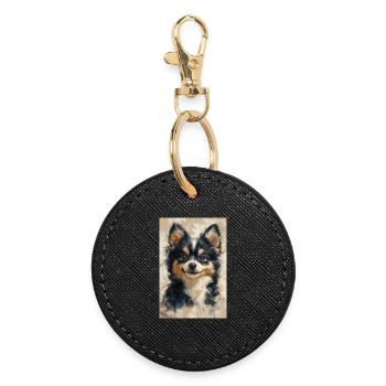 Illustration of a dog - Porte-clés rond - noir - Devant