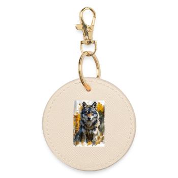Illustration of a wolf - Porte-clés rond - huître - Devant