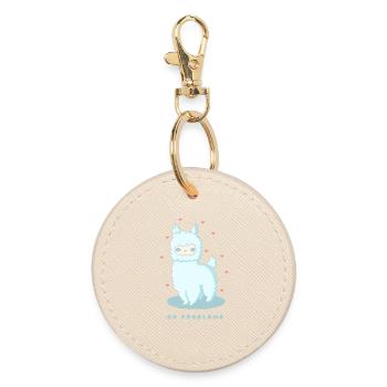 No Problama – Funny Llama Design - Round Keyring - oyster - Front