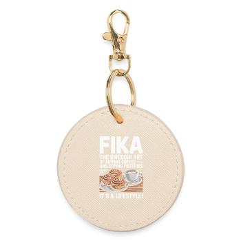 Fika: Schwedischer Kaffee- und Gebäck-Lifestyle - Runder Schlüsselanhänger - Auster - Vorne