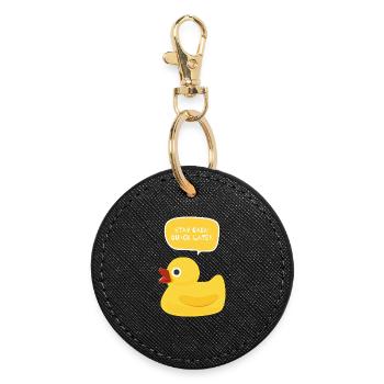 Restez calme, coin-coin plus tard Duck Design - Porte-clés rond - noir - Devant