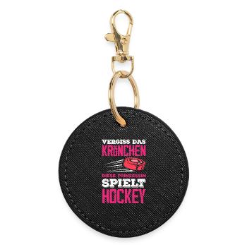 Lustiges Hockey Hockeyspieler Geschenk - Runder Schlüsselanhänger - Schwarz - Vorne