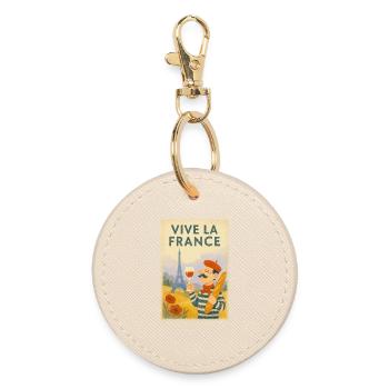 Long Live France Vintage Baguette - Round Keyring - oyster - Front