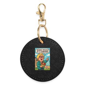 Return the Crown Jewels to the Louvre - Round Keyring - black - Front