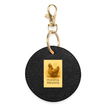 Présence silencieuse de poules - Porte-clés rond - noir - Devant