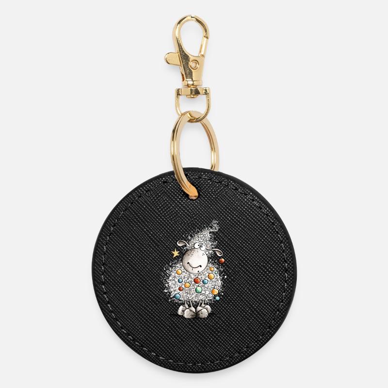 Noël mouton Navidad en toison - Porte-clés rond - noir