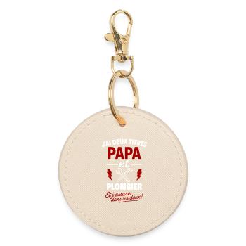 Dad and Plumber Christmas Father's Day Gift Idea - Round Keyring - oyster - Front