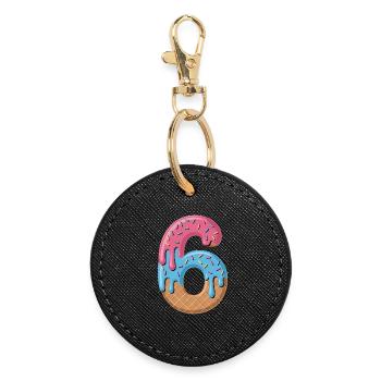 Eiscreme Zahl 6 Geburtstags Motiv Für Kinder - Round Keyring - black - Front