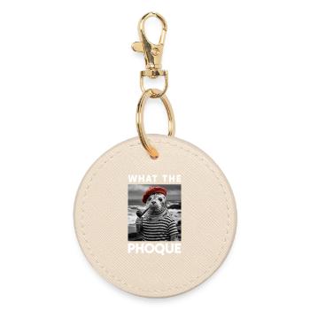 What the Seal Basque Country Beret Humor Pride - Round Keyring - oyster - Front