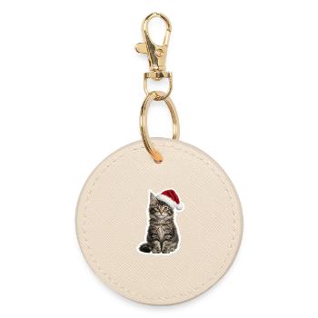 Baby Maine Coon Cat with Hat - Round Keyring - oyster - Front