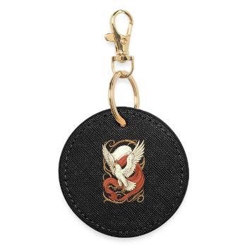 Poland Polska Eagle Flag Art Nouveau Gift - Round Keyring - black - Front