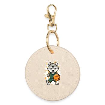 Husky Ballkünstler Spritzer - Runder Schlüsselanhänger - Auster - Vorne