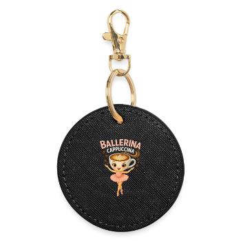 Ballerina Cappuccina Latte brainrot - Round Keyring - black - Front