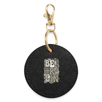 BERLIN Groovy Retro 70s Monochrome Vintage - Round Keyring - black - Front