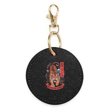 Kein Risiko Keine Belohnung Tiger-Samurai-Design - Runder Schlüsselanhänger - Schwarz - Vorne