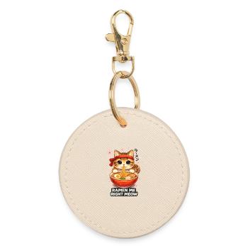 Ramen Cat - Round Keyring - oyster - Front