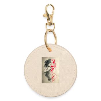 Portrait de dualité : Femme et Oni - Porte-clés rond - huître - Devant