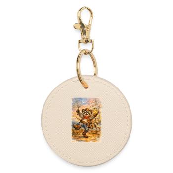 Raccoon cowboy with firefly jar - Round Keyring - oyster - Front