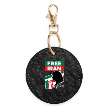 Free Iran - Runder Schlüsselanhänger - Schwarz - Vorne
