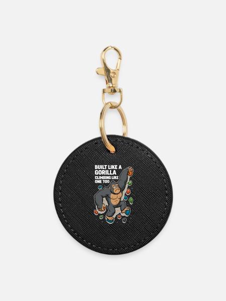 Bouldering Funny – Gorilla Cartoon Climbing Shirt - Round Keyring - black
