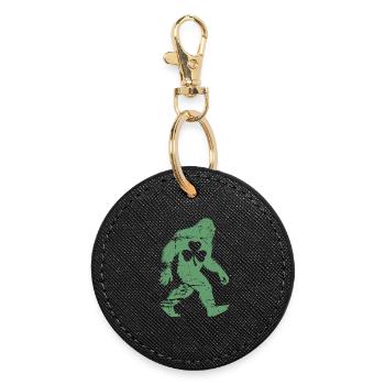 St. Patricks Day Bigfoot-Kleeblatt - Runder Schlüsselanhänger - Schwarz - Vorne