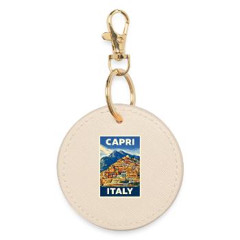 Capri Italy – Vintage Reiseposter Mediterran - Runder Schlüsselanhänger - Auster - Vorne