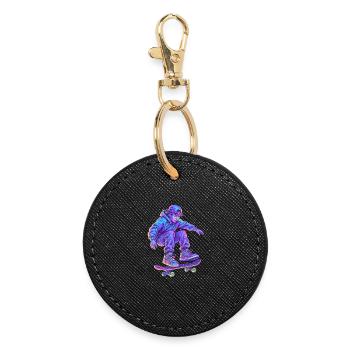 Neon Vapor Skateboarder - Runder Schlüsselanhänger - Schwarz - Vorne