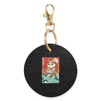 Bouillie de semoule au chat de Kawaii - Porte-clés rond - noir - Devant