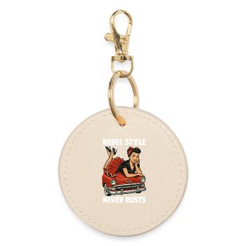 Rockabilly Pin-Up: Rebel Style Never Rusts Retro - Round Keyring - oyster - Front