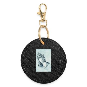 Hommage Dürers "Praying Hands" with 6 fingers Slop - Round Keyring - black - Front