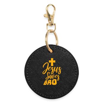 Jésus sauve un frère Dicton religieux drôle Logo de la foi - Porte-clés rond - noir - Devant