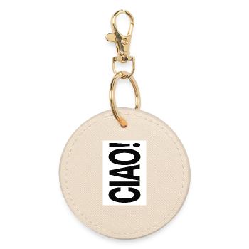 Ciao Typographie Design Minimaliste Vertical - Porte-clés rond - huître - Devant