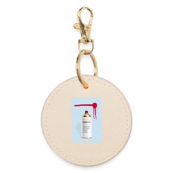 Street Art Definition Spray Can Design - Round Keyring - oyster - Front