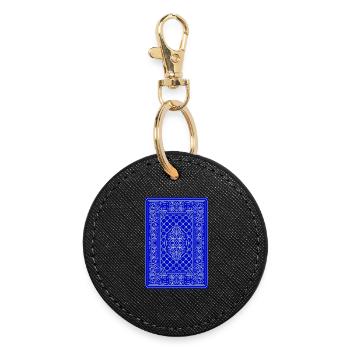 Geometric Playing Card Vector Art Blue - Round Keyring - black - Front