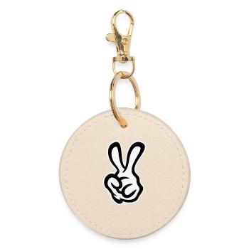 Signaux de la main de victoire (Main gauche / NEG / 2C) - Porte-clés rond - huître - Devant