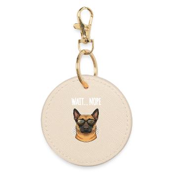 Malinois Nope - Round Keyring - oyster - Front