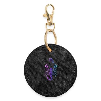 Scorpio Zodiac Sign – Intense Neon - Round Keyring - black - Front