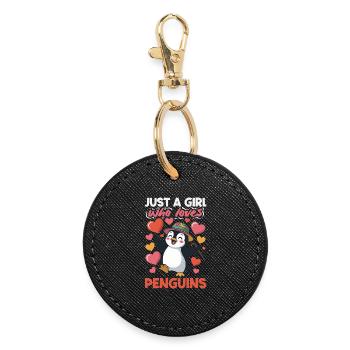 Pingouin mignon - Cadeau pour l’amoureux des manchots - Porte-clés rond - noir - Devant