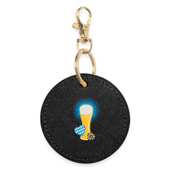 wheat beer glass - Round Keyring - black - Front