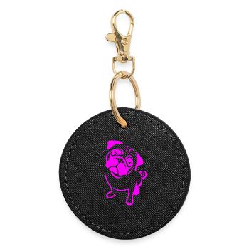 Carlin en rose - Porte-clés rond - noir - Devant