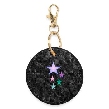 Stern . Des étoiles colorées - Porte-clés rond - noir - Devant