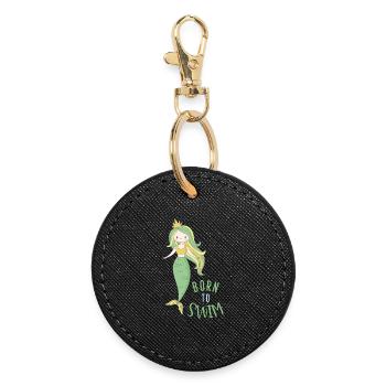 Born to swim - Round Keyring - black - Front