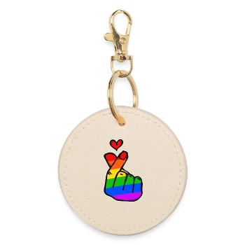 Peace Heart Love Rainbow Peace Movement - Round Keyring - oyster - Front