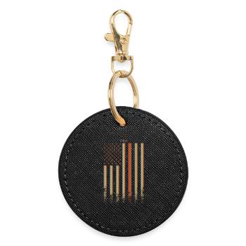 USA Flag Retro - Round Keyring - black - Front