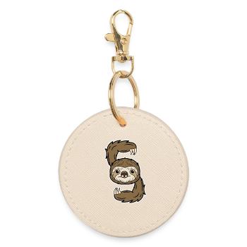 mammal animal sloth jungle dweller jungle dweller - Round Keyring - oyster - Front