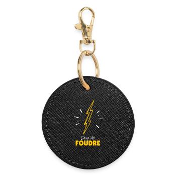 coup de foudre - Porte-clés rond - noir - Devant