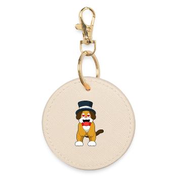 Mariage avec le marié chien avec haut-de-forme - Porte-clés rond - huître - Devant
