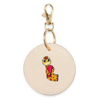 1 year old - School enrollment - Giraffe motif - Round Keyring - oyster - Front