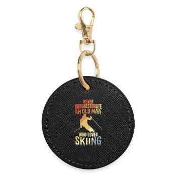 Ne sous-estimez jamais un vieux skieur - Porte-clés rond - noir - Devant